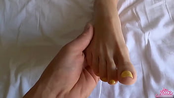 Preview 1 of Sunny Leone Fucked Wild - Babe Footjob Huge Dick - Cum on Feet