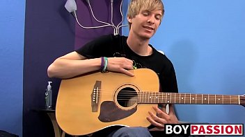 Preview 1 of Sri Lanka Army Gay Sex - Young man plays guitar before dick stroking and cumming