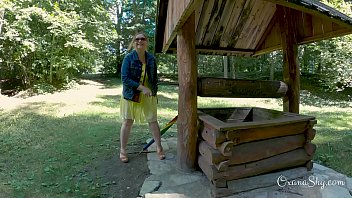 Preview 4 of Mandarian Girl Fuck - Buttpluged slut in a nature park