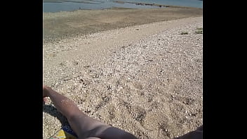 Preview 2 of Shiny Satin Skirt Wank - FKK Boy beach