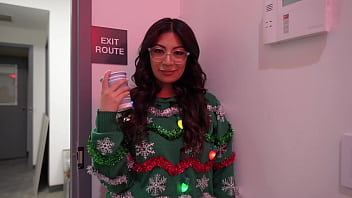 Preview 1 of Dick Flashing Gay - My slutty coworker sucked my cock at the office Christmas party - Cami Strella