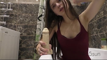 Preview 1 of Punishment Housewife - teen girl found a dildo from parents and fucked her pussy in the bathroom