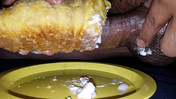 Preview 2 of Hijab Muslim Xxxx 2018 - Fucking my cream filled scone like a fleshlight. Filling it up with my cock cream.