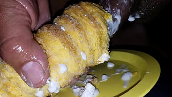 Preview 3 of Hijab Muslim Xxxx 2018 - Fucking my cream filled scone like a fleshlight. Filling it up with my cock cream.