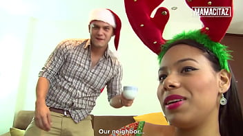 Preview 1 of Perfact Cock - Huge Tits Latina Andrea Flores Cheats During Christmas With Neighbor - MAMACITAZ