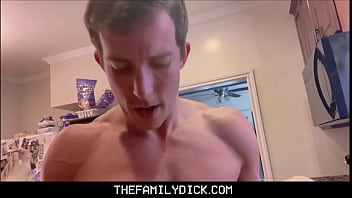Preview 4 of Back Sad Xxx - TheFamilyDick.com - Twink Stepbrother Isaac Parker Fucks Muscle Stud Stepbrother Johnny Ford In Family Kitchen On Birthday