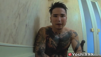 Preview 4 of Jav Rape Bank - Preparing for a sex Yoshi Kawasaki takes a shower and dildo fucks himself