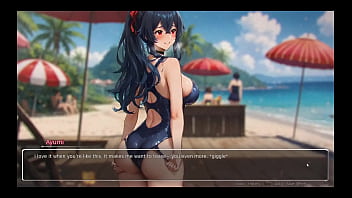 Preview 3 of G Picasso - Bluring the walls [ ROMANCE Hentai Game ] Ep.7 EXHIB COUPLE at the BEACH !
