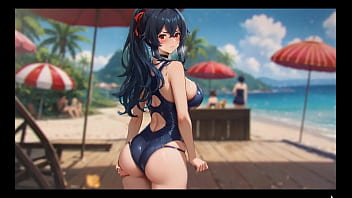 Preview 1 of G Picasso - Bluring the walls [ ROMANCE Hentai Game ] Ep.7 EXHIB COUPLE at the BEACH !