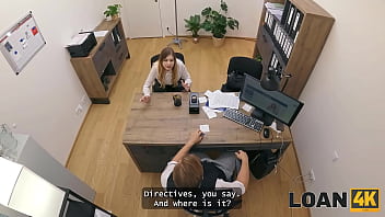 Preview 2 of Real Life S X - LOAN4K. Blonde Maya with big tits is fucking a bank worker on the office chair while his colleague is watching