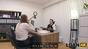 Preview 1 of Real Life S X - LOAN4K. Blonde Maya with big tits is fucking a bank worker on the office chair while his colleague is watching