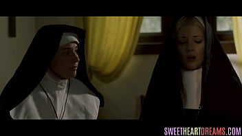 Preview 1 of Karla Marie Porn Star Video - Nun babes enjoy foreplay after stripping