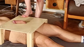 Preview 4 of 2 Guys Threesome - Super sexy cock stomping &amp_ footjob pt1 HD