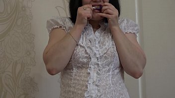 Preview 1 of Amuater Wife - Sweet lollipop in hairy pussy is a pleasure. Today,  a brunette in a short skirt masturbates with a Chupa Chups and then sucks it. Is the candy even tastier?