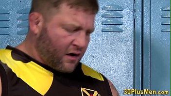 Preview 2 of Berzzers Videos - Jock and bear suck and fuck in locker room