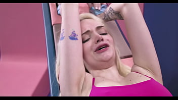Preview 4 of New Viveo - SFW Tickling Challenge - Cute Sexy Blonde Amber Kawaii Tests Her Feet Tickling Limits With Sabina