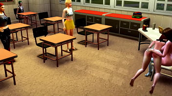 Preview 2 of Himba Neaspron - Futa teacher spanks teen girl in front of the class and gets fucked by her other teen futa student