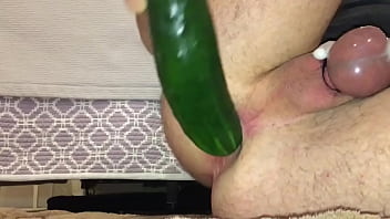 Preview 3 of Brother Sister Creampie Amatuer - Fucking My ass with a big cucumber