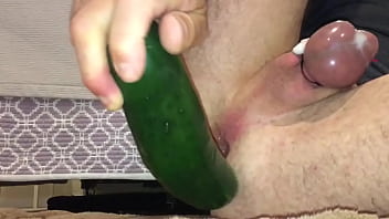 Preview 1 of Brother Sister Creampie Amatuer - Fucking My ass with a big cucumber