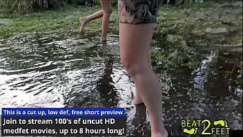 Preview 2 of Sweet Looking Teen Masturbat - Swamp Feet - Ditria Rose &amp_ Aria Nicole