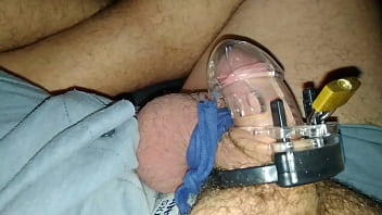 Preview 1 of Blowjob Busty Perkos - chastity cage
