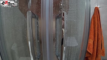 Preview 1 of New Hindi Saxy Videoxxx - Brunette Sensual Sucking Big Dick Lover in the Bathroom
