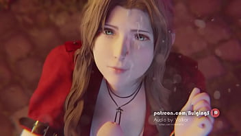 Preview 2 of Sex Videos By Sunny Leon - ff7 remake Aerith gets a massive facial (with sound)