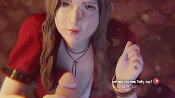 Preview 3 of Sex Videos By Sunny Leon - ff7 remake Aerith gets a massive facial (with sound)