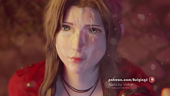 Preview 4 of Sex Videos By Sunny Leon - ff7 remake Aerith gets a massive facial (with sound)