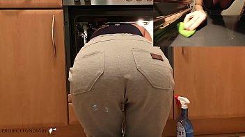 Preview 1 of Melayu Squirt Solo On Wecam - teen fucked in her ass while cleaning the kitchen,  projectfundiary