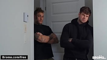 Preview 2 of Female Young Porn - Tattooed Guys Make Latino Hunk Watch While They Fuck - BROMO
