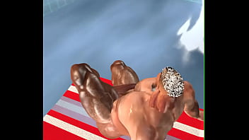 Preview 3 of Japanese Family Incest Wife - BIG HUNK CHRIS CHESTER RELAXES IN POOL, AND PLAYS WITH HIS HUGE DICK
