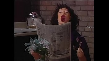 Preview 1 of Mother Teaches Daughter Socks - Beefy bloke lives with blow-up doll,  he watches old movies with that doll,  cooks dinners for her,  reads newspapepers and fucks her like she were his gone girlfriend Shy Love.