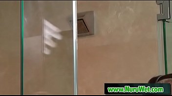 Preview 3 of Pumping Silk Mother - Brunette masseuse sucking stiff cock in shower - Kendall Carson &amp_ Jessy Jones