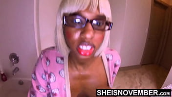 Preview 3 of Old Bi Sklave - I&#039_m Peeing Step Dad! Don&#039_t Have Sex With Me Right Now :-( Urinating Step Daughter Creampie After Hardcore Cowgirl and Standing Rough POV Doggystyle,  Cute Busty Black Woman Sheisnovember Real Big Boobs and Large Nipples Bouncing on Msnovember