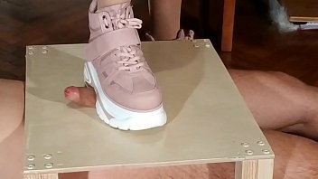 Preview 2 of Body Massaage - Domina cock stomping slave in pink boots (magyar al&aacute_z&aacute_s) pt1 HD