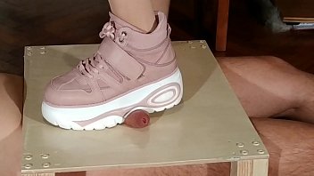 Preview 3 of Body Massaage - Domina cock stomping slave in pink boots (magyar al&aacute_z&aacute_s) pt1 HD