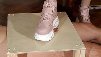 Preview 1 of Body Massaage - Domina cock stomping slave in pink boots (magyar al&aacute_z&aacute_s) pt1 HD