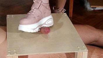 Preview 4 of Body Massaage - Domina cock stomping slave in pink boots (magyar al&aacute_z&aacute_s) pt1 HD