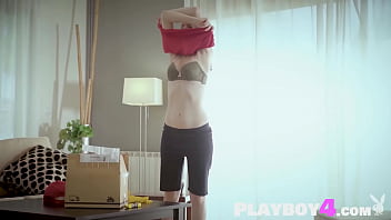 Preview 4 of Son Fuck Mil - Gorgeous blonde MILF model striptease and hot posing