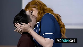 Preview 1 of Russian Chubby Porn - Hot redhead milf teacher Lauren Phillips fucks with her student then with the gym teacher