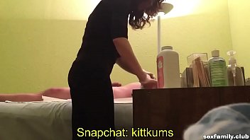 Preview 1 of Bedtlme With Mom Homoza Full - Wax Salon Girl Strokes Hard Cock Of Customer On Hidden Cam