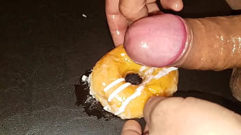 Preview 2 of Cople Making - Playing with my glazed Donut and unloading my favorite Cum frosting.