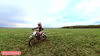 Preview 3 of Slow Stip - Naked woman riding a Dirt Bike