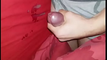 Preview 3 of Nina Elle Pili - Bi guy jerking uncut cock.. juicy cumload on bed sheets