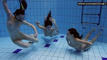 Preview 3 of Lana Rhoades Two Guy Men - Three hot bitches naked in the pool