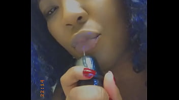 Preview 1 of Black Eye Up - Sucking my dildo