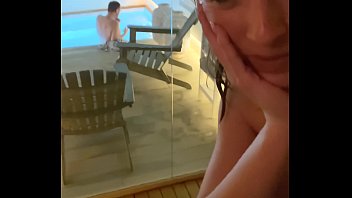 Preview 1 of Sexysat 5 - Public fingered to orgasm in the sauna