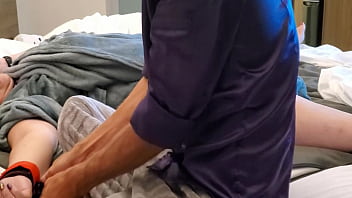 Preview 1 of Romantic Sexy Vidivo Hd - Bed Spiderweb Bondage - Submissive Handcuffed &amp_ Pussy Whipped W/ Vibrator