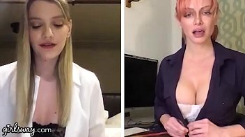 Preview 2 of Jin Hyo Song - GIRLSWAY Kenna James And Her Boss Masturbate Remotely During The Quarantine